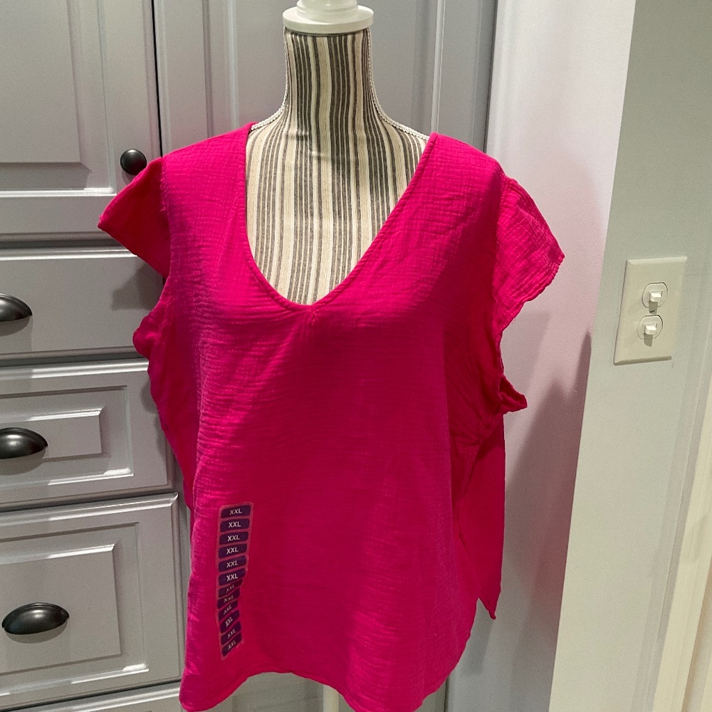 Three Dots Double Gauze Top, Pink, Various Sizes, NWT